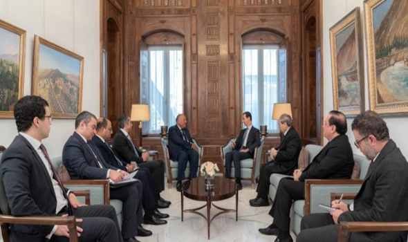   مصر اليوم - الرئيس السوري يستقبل وزير الخارجية المصري في دمشق للمرة الأولى منذ بدء الحرب الأهلية في 2011
